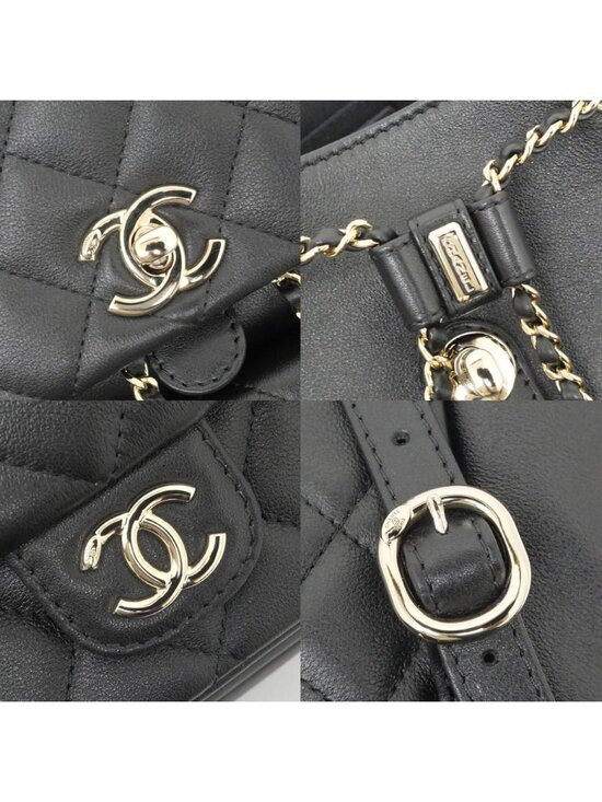 Chanel Dumas Backpack Black Champagne Gold Quilted Lambskin main image 6